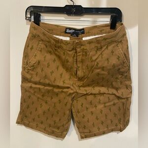Brooklyn Cloth Tan Shorts with Green Cactus Design